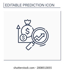 Marketing predictive analytics line icon. Grow profitable customers. Detailed research. Promote cross-sell opportunities. Business predicting concept.Isolated vector illustration.Editable stroke