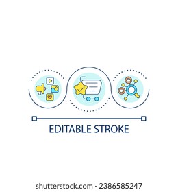 Marketing preferences loop concept icon. Consumer service. Online banking. App information update abstract idea thin line illustration. Isolated outline drawing. Editable stroke. Arial font used