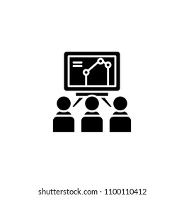 Marketing presentation black icon concept. Marketing presentation flat  vector symbol, sign, illustration.