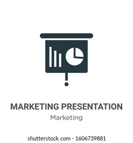 Marketing presentation glyph icon vector on white background. Flat vector marketing presentation icon symbol sign from modern marketing collection for mobile concept and web apps design.