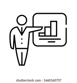 Marketing presentation line icon, concept sign, outline vector illustration, linear symbol.