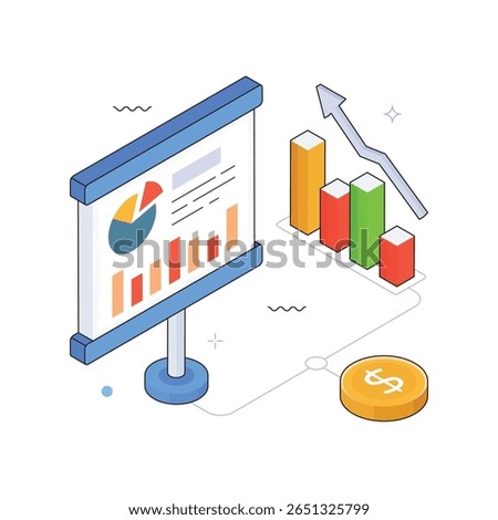 Marketing Presentation Vector Isometric Illustration. EPS 10 file