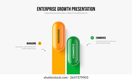 Marketing Profile 2 Element Diagram Slide Layout. Advertising Portfolio Presentation Template Vector Illustration. Market Overview Two Step Infographic Frame Design.