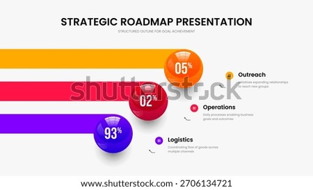 Marketing Profile Three Option Graph Presentation Design. Elegant Planning 3 Step Chart Frame Layout. Minimal Overview Slideshow Template Vector Illustration.