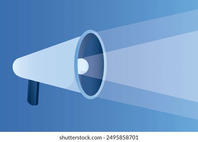 Marketing, promotion campaign. Loudspeaker giving speech, public relations. Business motivation speech, pep talk. Big symbol of quote, message, announcement. Place for text. flat vector illustration