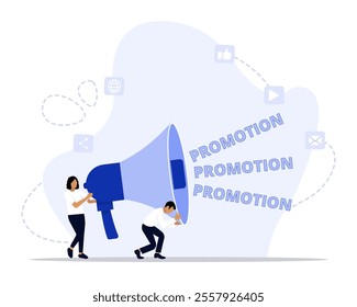 Marketing promotion concept illustration. Suitable for landing page, ui, web, App intro card, editorial, flyer, and banner.