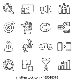 marketing and promotion icons set. isolated symbols collection