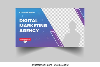 Marketing promotional  corporate and digital marketing agency modern video thumbnail and web banner template.