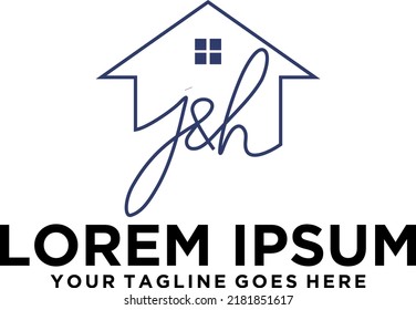 logotipo J h inicial de la propiedad de comercialización
