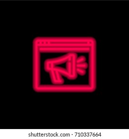 Marketing red glowing neon ui ux icon. Glowing sign logo vector