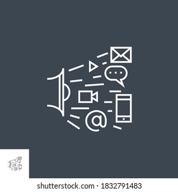 Marketing Related Vector Thin Line Icon. Isolated on Black Background. Editable Stroke. Vector Illustration.