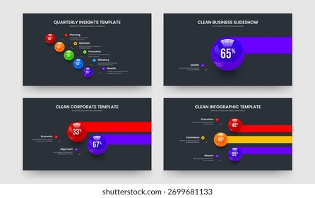 Marketing Report Five One Two Three Element Chart Slideshow Design Vector Illustration Collection. Business Portfolio 5 1 2 3 Option Graph Frame Template Set.