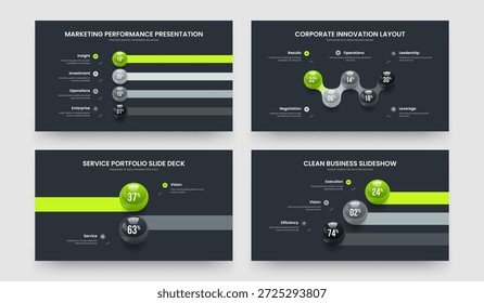 Marketing Report Four Five Two Three Step Chart Presentation Layout Vector Illustration Collection. Elegant Growth 4 5 2 3 Element Infographic Slide Design Bundle.
