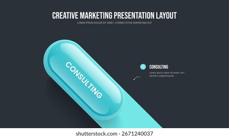 Ilustración vectorial de Plantilla de diapositivas de informe de marketing. Estrategia del proyecto Diseño de presentación de diagrama de 1 paso. Rendimiento empresarial Una opción Infografía Diseño del marco.
