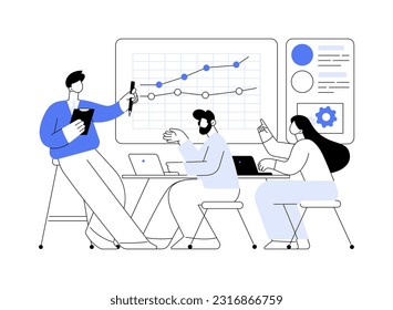 Marketing research abstract concept vector illustration. Professional marketer analyzing products, corporate structure, company departments, business corporation hierarchy abstract metaphor.