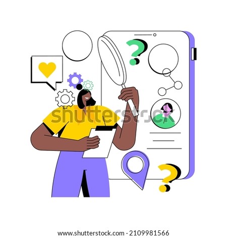 Marketing research abstract concept vector illustration. Customer analysis, marketing research company, find market opportunity, paid focus group, survey agency, target audience abstract metaphor.