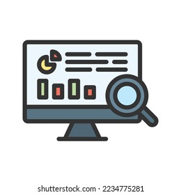 Marketing Research Symbol, Vektorbild. Kann auch für Digital Marketing verwendet werden. Geeignet für mobile Apps, Web-Apps und Printmedien.