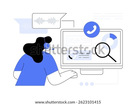 Marketing research isolated cartoon vector illustrations. All center worker talking with client and writing data on computer, business, professional service, making sales vector cartoon.