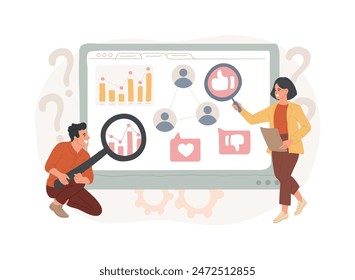 Marketing research isolated concept vector illustration. Customer analysis, marketing research company, find market opportunity, paid focus group, survey agency, target audience vector concept.