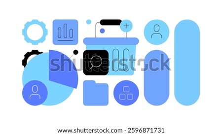Marketing and research. Pattern style banner, wallpaper. Flat illustration. Vector file.
