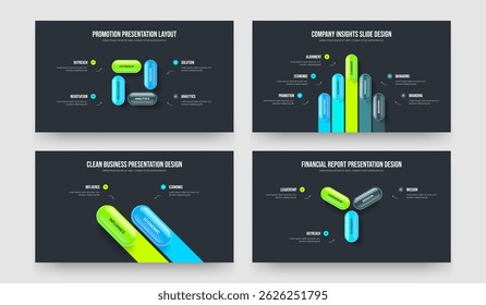 Marketing Review Four Five Two Three Option Infographic Slideshow Design Vector Illustration Collection. Corporate Proposal 4 5 2 3 Step Diagram Slide Template Set.