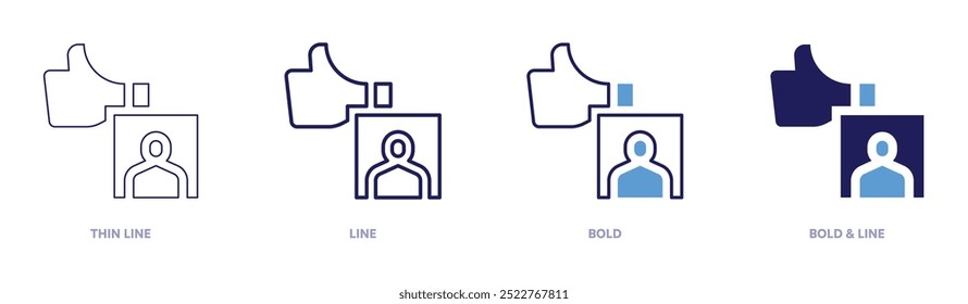 Marketing reviews icon in 4 different styles. Thin Line, Line, Bold, and Bold Line. Duotone style. Editable stroke.