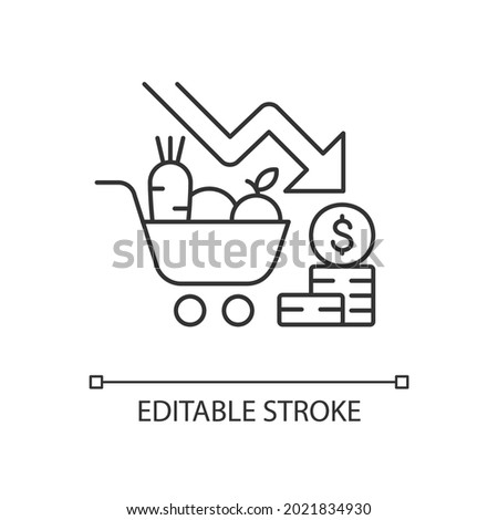Marketing risks linear icon. Market loss. Financial failure. Consumer preferences affect sales. Thin line customizable illustration. Contour symbol. Vector isolated outline drawing. Editable stroke