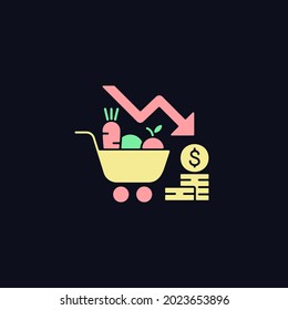 Marketing risks RGB color icon for dark theme. Financial failure. Consumer preferences affect sales. Isolated vector illustration on night mode background. Simple filled line drawing on black