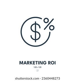 Marketing ROI Icon. Return on Investment, Profit, Revenue. Editable Stroke. Simple Vector Icon