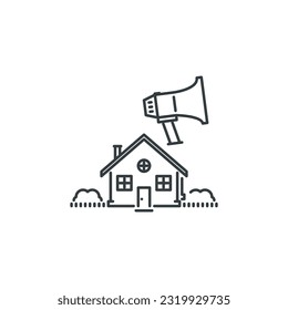 Marketing, sale, megaphone, real, estate, house, realtor icon, vector illustration