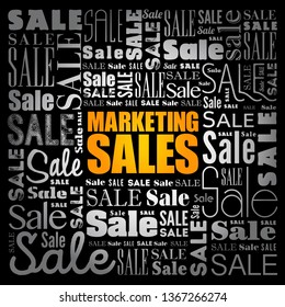Marketing sales word cloud collage, business concept background