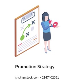 Marketing scheme, an isometric icon of promotion strategy 

