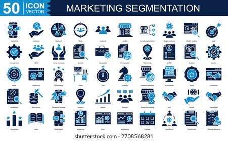 Conjunto de colecciones de iconos de segmentación de marketing. Contiene marketing, Cliente, Segmento, Nicho, ícono de audiencia.