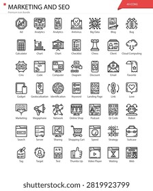 Marketing SEO Digital Strategy Search Content Brand Icon Set