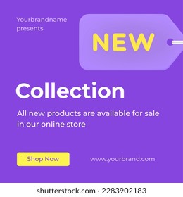 Marketing-Service-Benutzeroberfläche neue Kollektion zum Verkauf online Shop 3d Symbol Landing Page Vektorgrafik. Verkaufsartikel für Werbeartikel im Internet