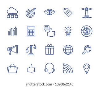 Marketing set vector lines icons. 64x64 pixel.