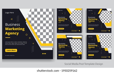 Marketing, Social Media Post Design Template Set 