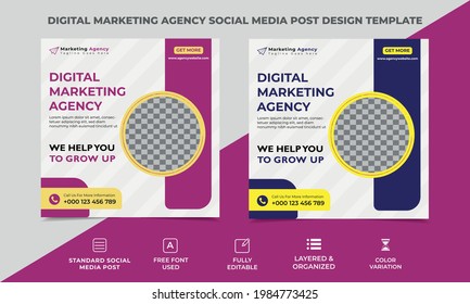 marketing social media post template design, two color variation, business social media banner. corporate social media post template design. vector eps 10, square template design