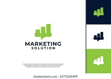 Marketing solution logo design, Chat with chart combination