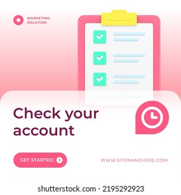 Marketing solutions corporate development strategy business planning optimization social media post realistic 3d icon vector illustration. Company work improvement to do list organization analyzing