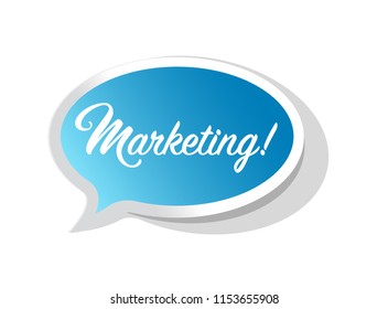 Marketing speech bubble communication concept illustration isolated over a white background