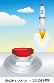 Marketing startup. Vector illustration with rocket launch. Business and Innovation Concept, Creative start concept. Vector illustration.