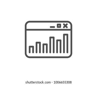 Marketing statistics line icon. Web analytics symbol. Browser window sign. Quality design element. Editable stroke. Vector