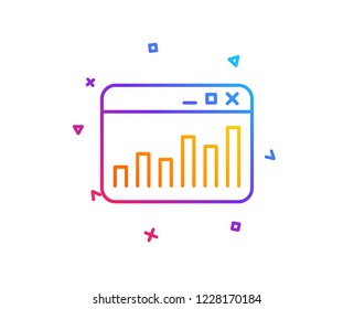 Marketing statistics line icon. Web analytics symbol. Browser window sign. Gradient line button. Marketing statistics icon design. Colorful geometric shapes. Vector