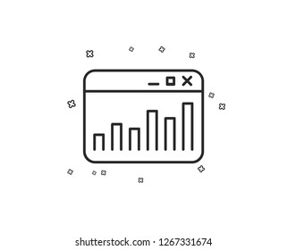 Marketing statistics line icon. Web analytics symbol. Browser window sign. Geometric shapes. Random cross elements. Linear Marketing statistics icon design. Vector