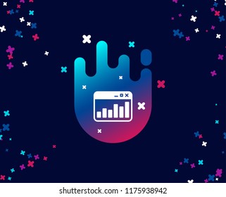 Marketing statistics simple icon. Web analytics symbol. Browser window sign. Cool banner with icon. Abstract shape with gradient. Vector