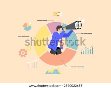 Marketing strategies and data analysis graphs or investment planning concepts
