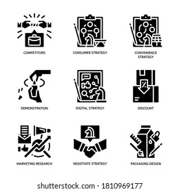 Los iconos de estrategias de marketing establecen un estilo sólido