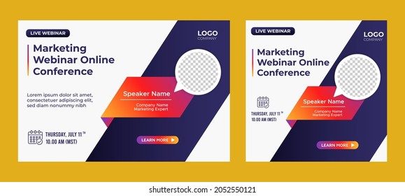 Marketing Strategies live webinar banner invitation   social media post template  Business webinar invitation design
