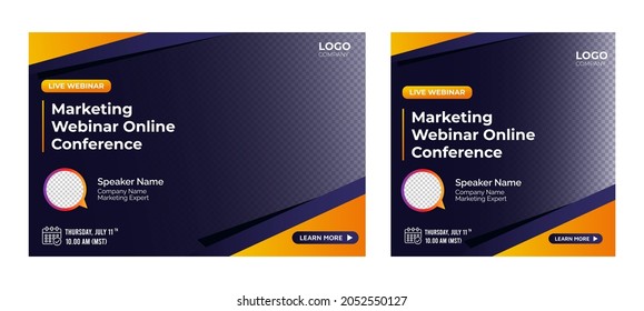 Marketing Strategies live webinar banner invitation and social media post template. Business webinar invitation design
